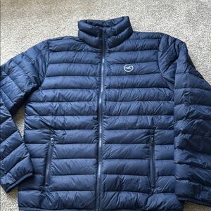 Hollister Men's Navy Quilted Puffer Jacket